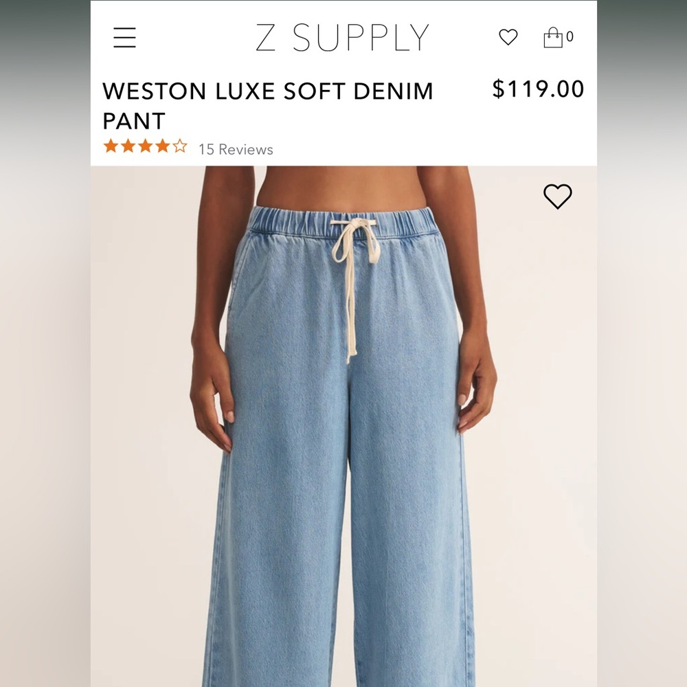 Z Supply Weston Light Blue Denim Pants - Picture 2 of 6